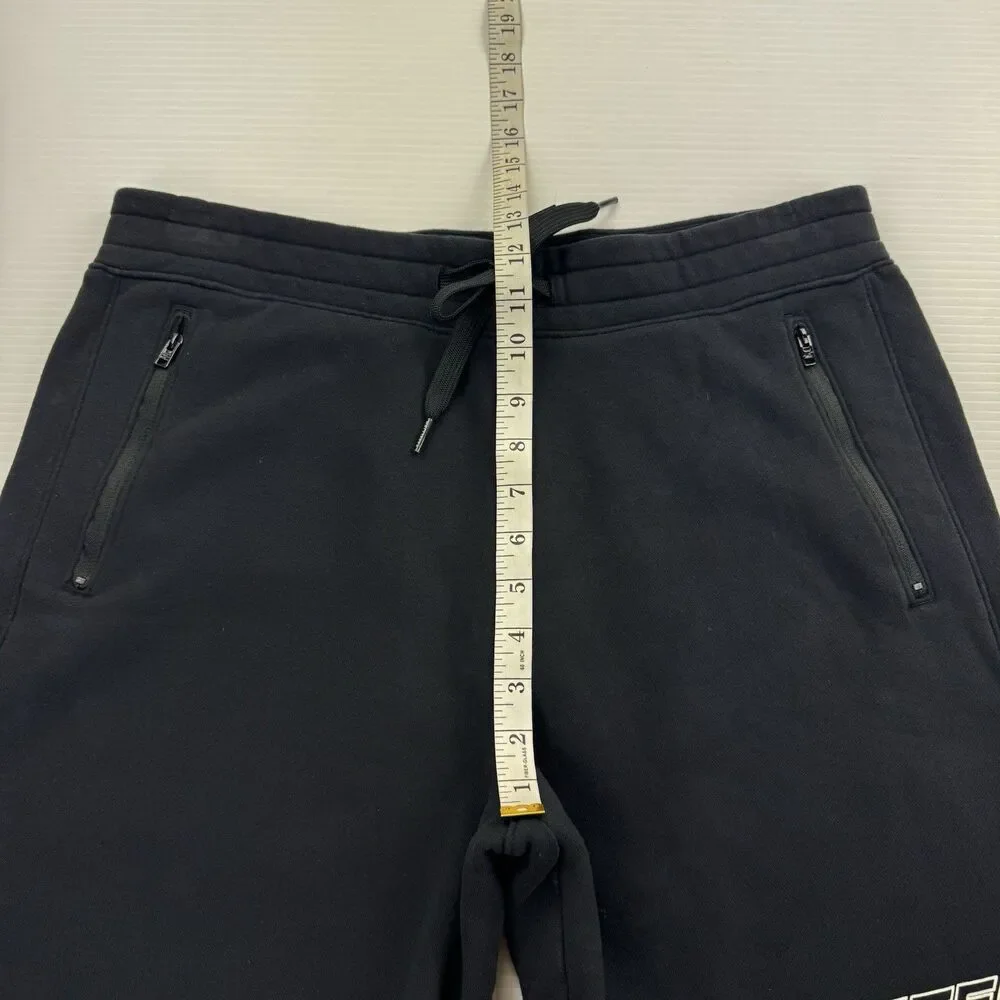 Hollister Men’s Black Sweat Shorts Logo Drawstring Zipper Pockets Size Large